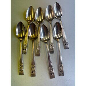 Set of 8 ONEIDA Community CORONATION 1936 Silver Teaspoons 6⅛"